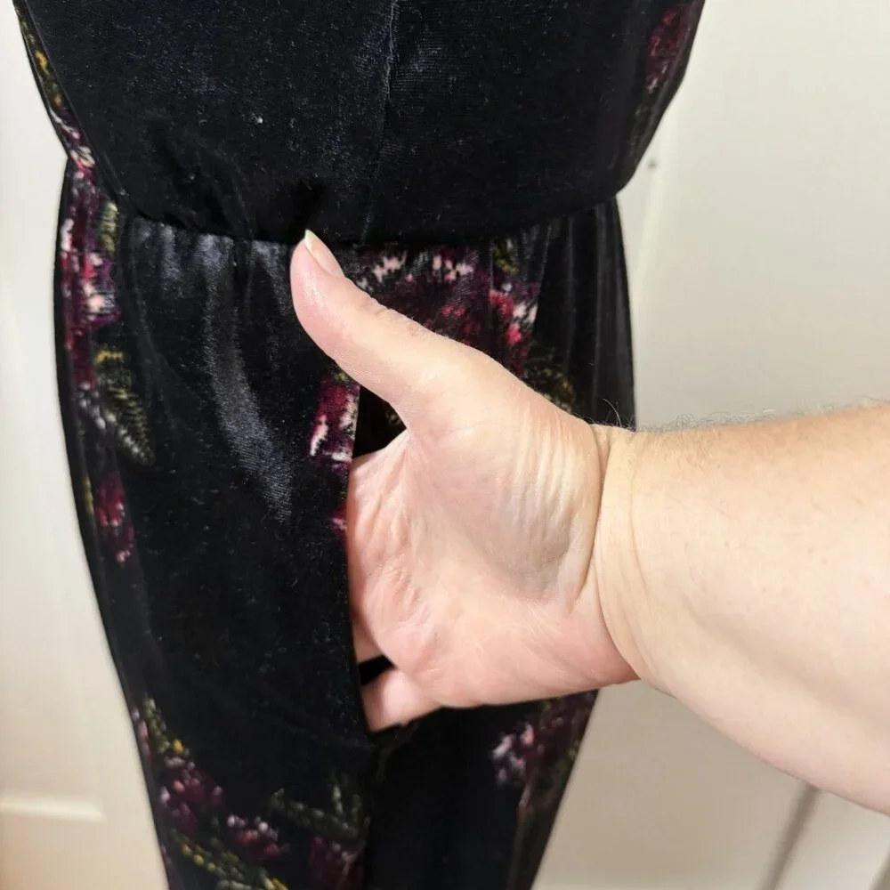 Love On A Hanger Velvet Floral S Small Wide Leg Jumpsuit whimsigoth y2k cottage‎ - Picture 5 of 10